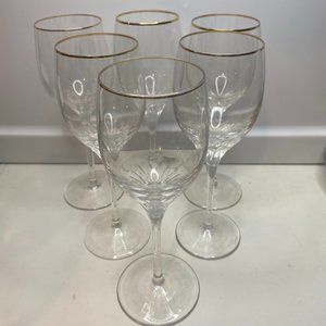 Vintage Set Of 6 Rogaska Crystal Wine Glasses Gold Rim RGS17 7 7/8” Tall